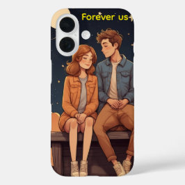 Gepersonaliseerde Schattigee Cartoon paar iPhone 16 Hoesje