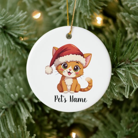 Gepersonaliseerde Schattigee Cat Ceramic Ornament (Boom)