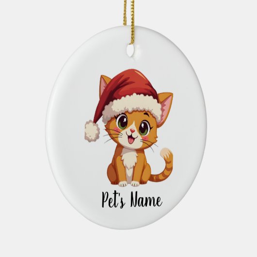 Gepersonaliseerde Schattigee Cat Ceramic Ornament (Rechts)