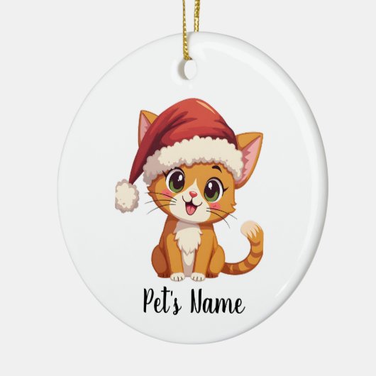 Gepersonaliseerde Schattigee Cat Ceramic Ornament (Links)