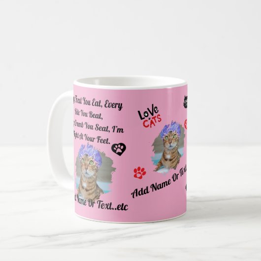 Gepersonaliseerde Schattigee Cat Mok voor Cat Love (Voorkant links)