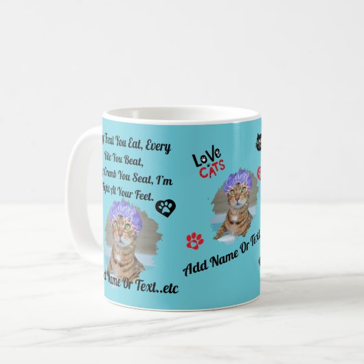 Gepersonaliseerde Schattigee Cat Mok voor Cat Love (Voorkant links)