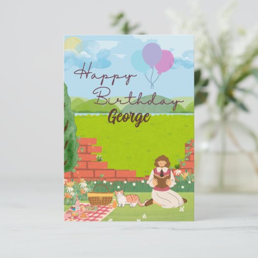 Gepersonaliseerde Schattigee Cat-Tage Picknick Ver (Staand voorkant)