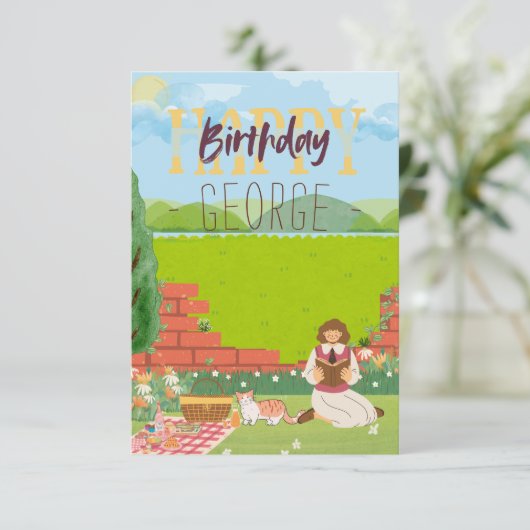 Gepersonaliseerde Schattigee Cat-Tage Picknick Ver (Staand voorkant)