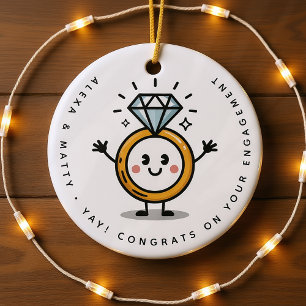 Gepersonaliseerde Schattigee Congrats op uw Verlov Keramisch Ornament