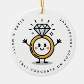 Gepersonaliseerde Schattigee Congrats op uw Verlov Keramisch Ornament (Voorkant)