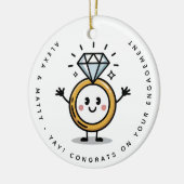 Gepersonaliseerde Schattigee Congrats op uw Verlov Keramisch Ornament (Links)