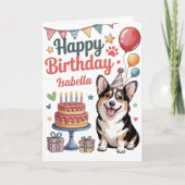 Gepersonaliseerde Schattigee Corgi Verjaardag Kaart (Voorkant)
