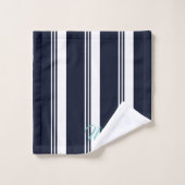 Gepersonaliseerde Schattigee Cursive Navy Vertical Bad Handdoek (Wasdoekje)