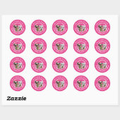 Gepersonaliseerde Schattigee Deep Pink Photo Mail  Ronde Sticker (Vel)