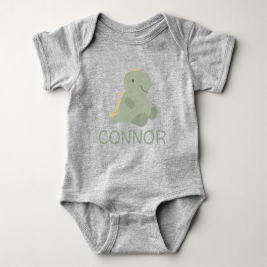 Gepersonaliseerde Schattigee Dinosaurus Baby Bodys Romper (Voorkant)