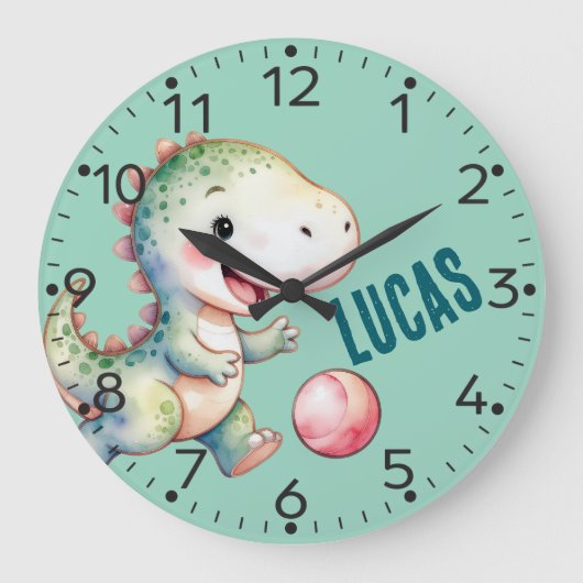 Gepersonaliseerde Schattigee Dinosaurus, T-Rex, Mu Grote Klok (Voorkant)