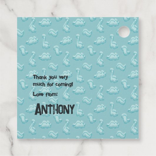 Gepersonaliseerde Schattigee Dinosaurus Verjaardag Bedankjes Labels (Achterkant)