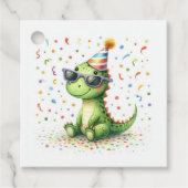 Gepersonaliseerde Schattigee Dinosaurus Verjaardag Bedankjes Labels (Voorkant)