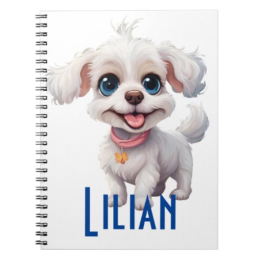 Gepersonaliseerde Schattigee Dog Spiral Notitieboe Notitieboek (Voorkant)