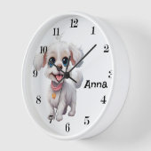 Gepersonaliseerde Schattigee Dog Wall Clock: speel (Hoek)