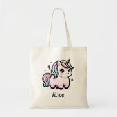 Gepersonaliseerde Schattigee Eenhoorn Canvas tas (Voorkant)