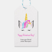 Gepersonaliseerde Schattigee Eenhoorn Happy Valent Cadeaulabel (Achterkant)