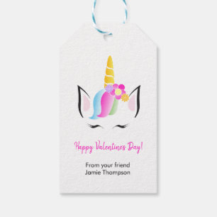 Gepersonaliseerde Schattigee Eenhoorn Happy Valent Cadeaulabel
