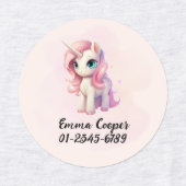 Gepersonaliseerde Schattigee eenhoorn, naam, telef Labels (Design 1)