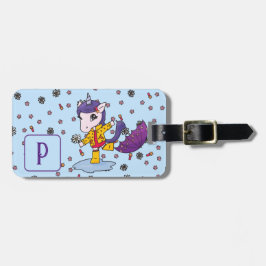 Gepersonaliseerde Schattigee & Eenvoudige Blauwe E Bagagelabel