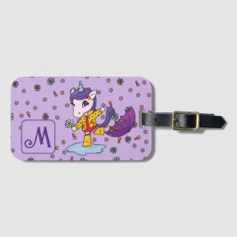 Gepersonaliseerde Schattigee & Eenvoudige Paarse E Bagagelabel