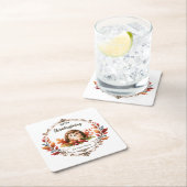 Gepersonaliseerde Schattigee egel Happy Thanksgivi Kartonnen Onderzetters (Insitu)