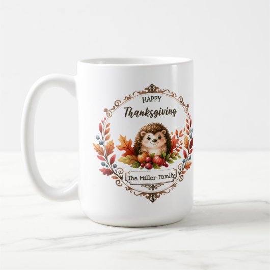 Gepersonaliseerde Schattigee egel Happy Thanksgivi Koffiemok (Links)