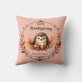 Gepersonaliseerde Schattigee egel Happy Thanksgivi Kussen
