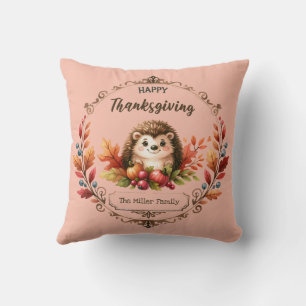 Gepersonaliseerde Schattigee egel Happy Thanksgivi Kussen