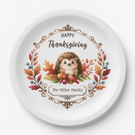 Gepersonaliseerde Schattigee egel Happy Thanksgivi Papieren Bordje