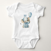 Gepersonaliseerde Schattigee Elephant Balloon Baby Romper (Voorkant)