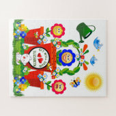 Gepersonaliseerde Schattigee Emoji-bloemen worden  Legpuzzel (Horizontaal)