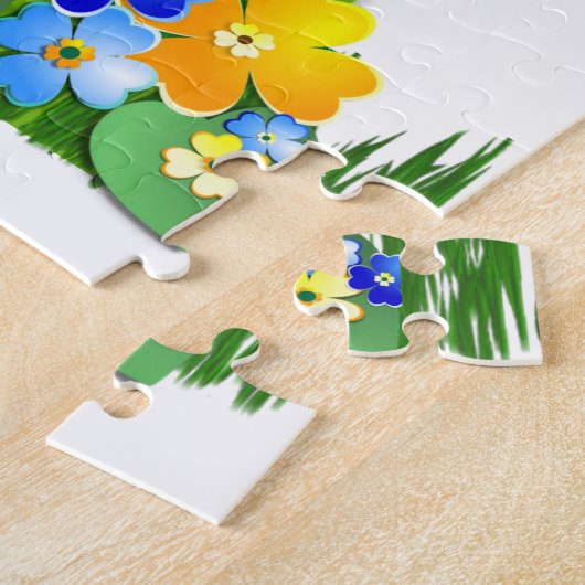 Gepersonaliseerde Schattigee Emoji-bloemen worden  Legpuzzel (Zijkant)