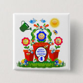 Gepersonaliseerde Schattigee Emoji Flowers Kind Vierkante Button 5,1 Cm (Voorkant)