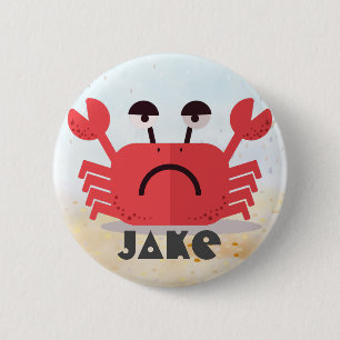 Gepersonaliseerde Schattigee en eenvoudige Crabby  Ronde Button 5,7 Cm
