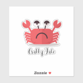 Gepersonaliseerde Schattigee en eenvoudige Crabby  Sticker