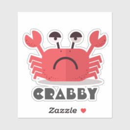 Gepersonaliseerde Schattigee en eenvoudige Crabby  Sticker