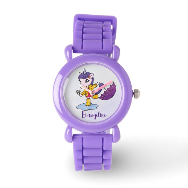 Gepersonaliseerde Schattigee en eenvoudige eenhoor Horloge (Voorkant)