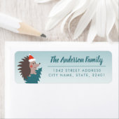 Gepersonaliseerde Schattigee en moderne egel kerst Etiket (Insitu)