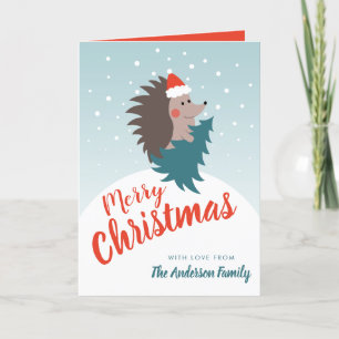 Gepersonaliseerde Schattigee en moderne egel kerst Feestdagen Kaart