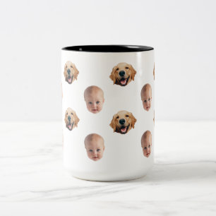 Gepersonaliseerde Schattigee Familie Gezicht 2 Fot Tweekleurige Koffiemok
