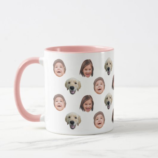 Gepersonaliseerde Schattigee Familie Gezicht 3 Fot Mok (Links)