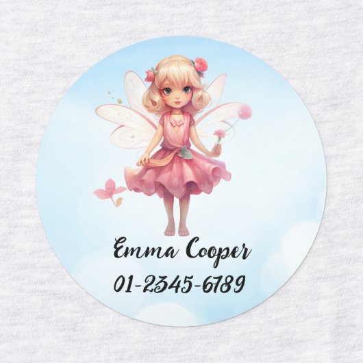 Gepersonaliseerde Schattigee fee, naam, telefoonnu Labels (Design 1)