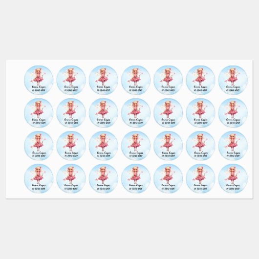 Gepersonaliseerde Schattigee fee, naam, telefoonnu Labels (Vel)