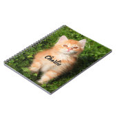 Gepersonaliseerde Schattigee Fluffy Oranje Tabby C Notitieboek (Linkerzijde)