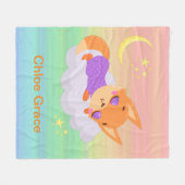 Gepersonaliseerde Schattigee Fox Sleeping Fleece Deken (Voorkant (Horizontaal))