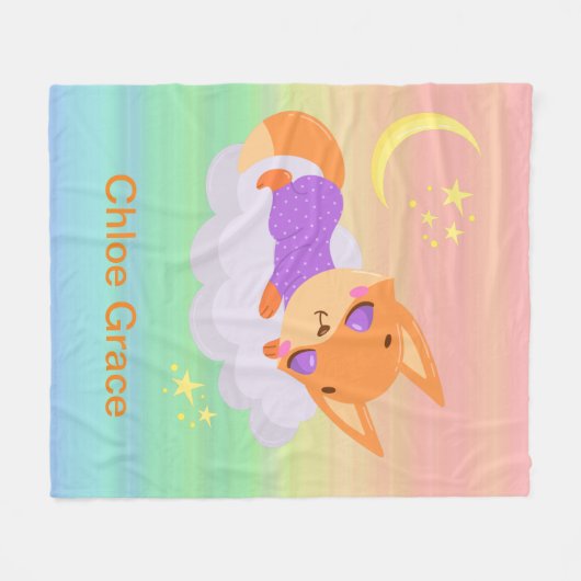 Gepersonaliseerde Schattigee Fox Sleeping Fleece Deken (Voorkant (Horizontaal))
