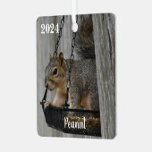 Gepersonaliseerde Schattigee Fox Squirrel Metalen Ornament (Voorkant links)