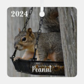 Gepersonaliseerde Schattigee Fox Squirrel Metalen Ornament (Voorkant)